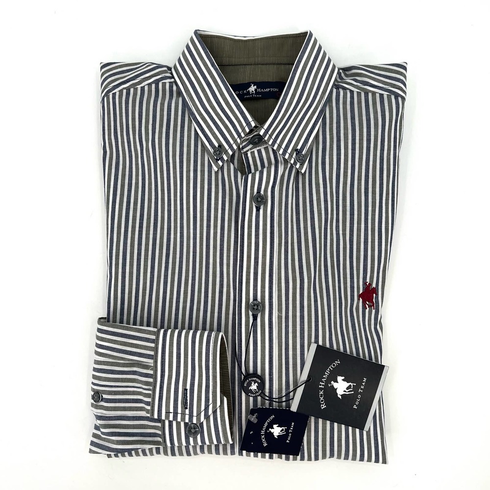 Rock Hampton stripped men’s button front shirt